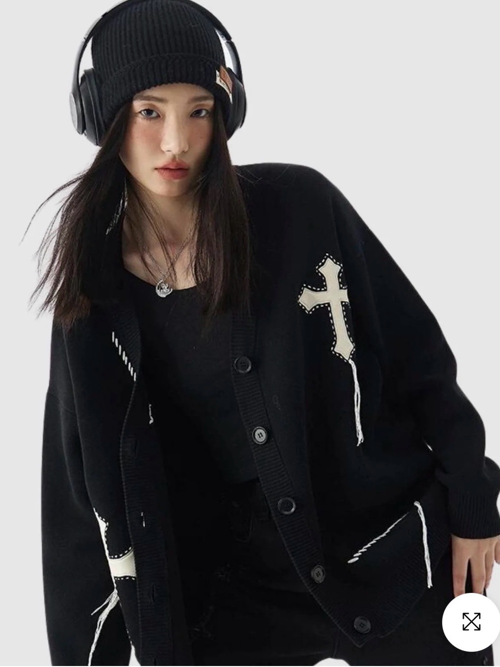 Iconslab Cross Cardigan We Love Street, Size Medium Black